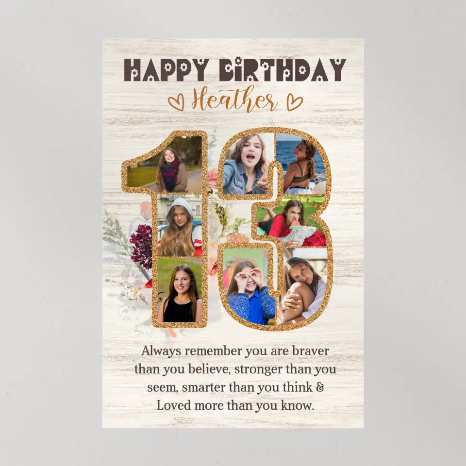 Happy 13th Birthday, Canvas Poster, Gift For Girls, Birthday Gift For Daughter, Niece, Her | 309IHPBNCA172