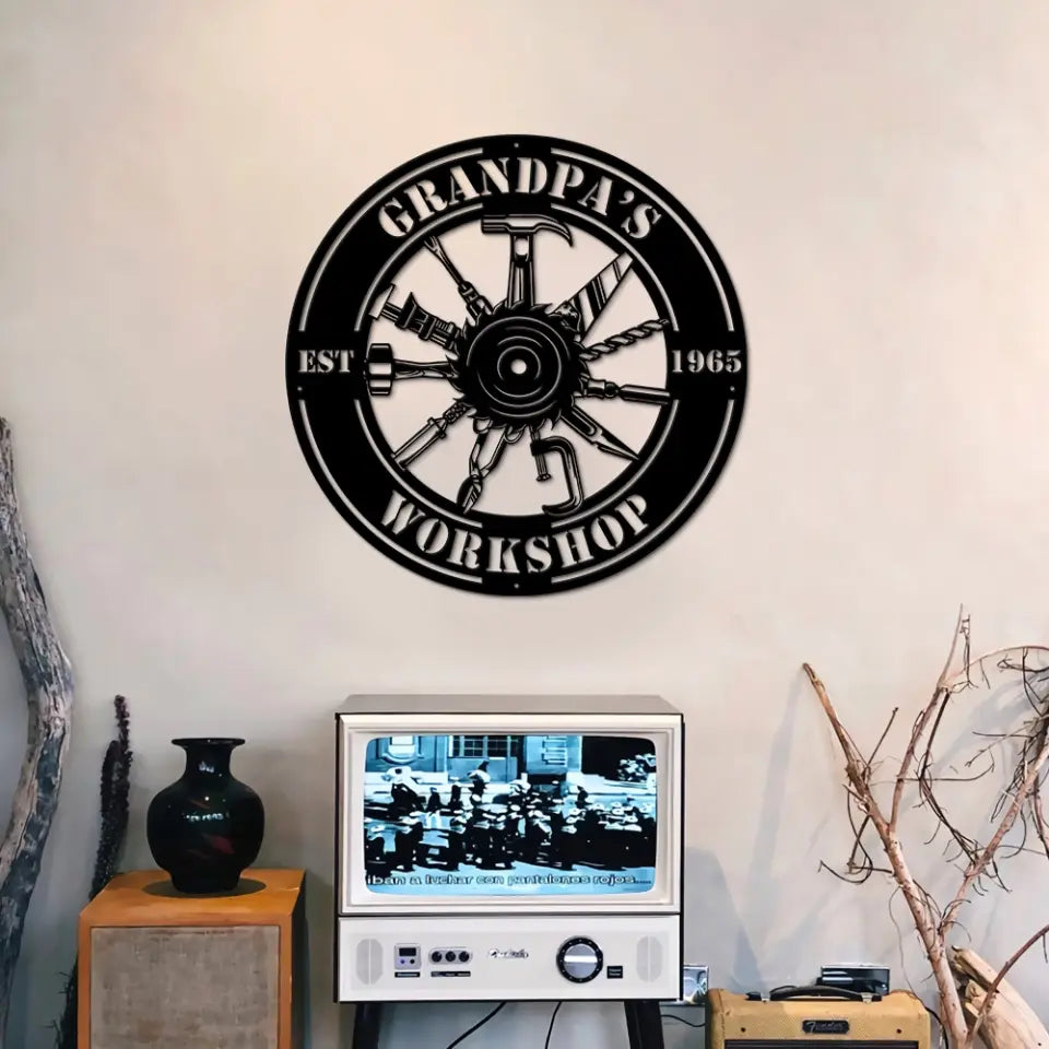 Master of the Garage, Custom Metal Workshop Sign, Personalized Name & Year, Cut Metal Sign for Men