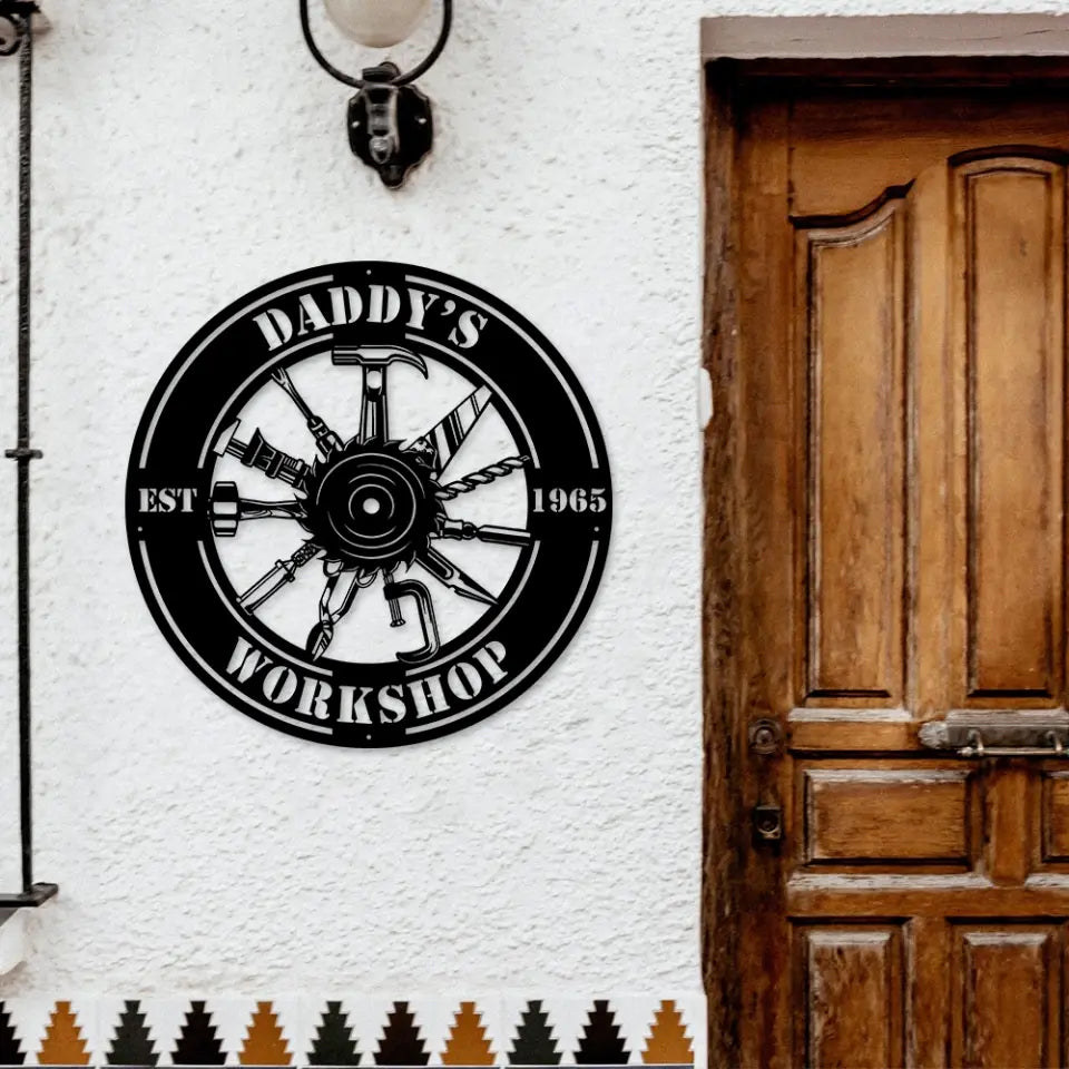 Master of the Garage, Custom Metal Workshop Sign, Personalized Name & Year, Cut Metal Sign for Men