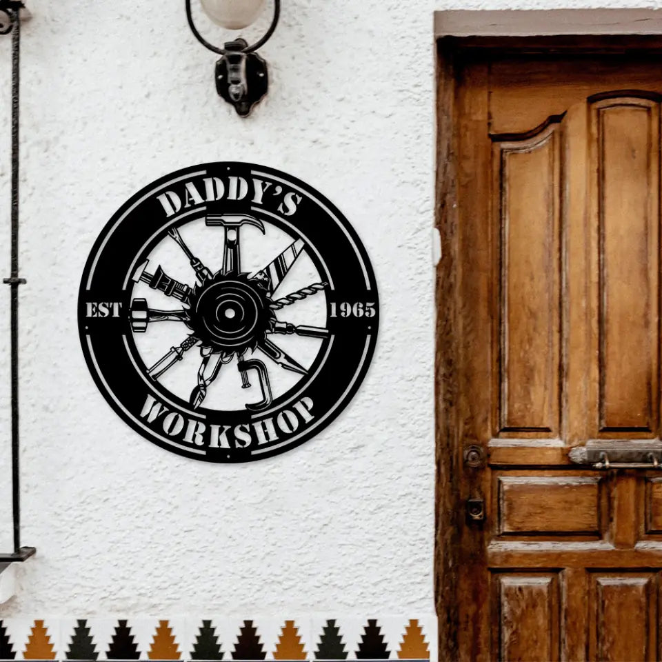 Master of the Garage, Custom Metal Workshop Sign, Personalized Name & Year, Cut Metal Sign for Men