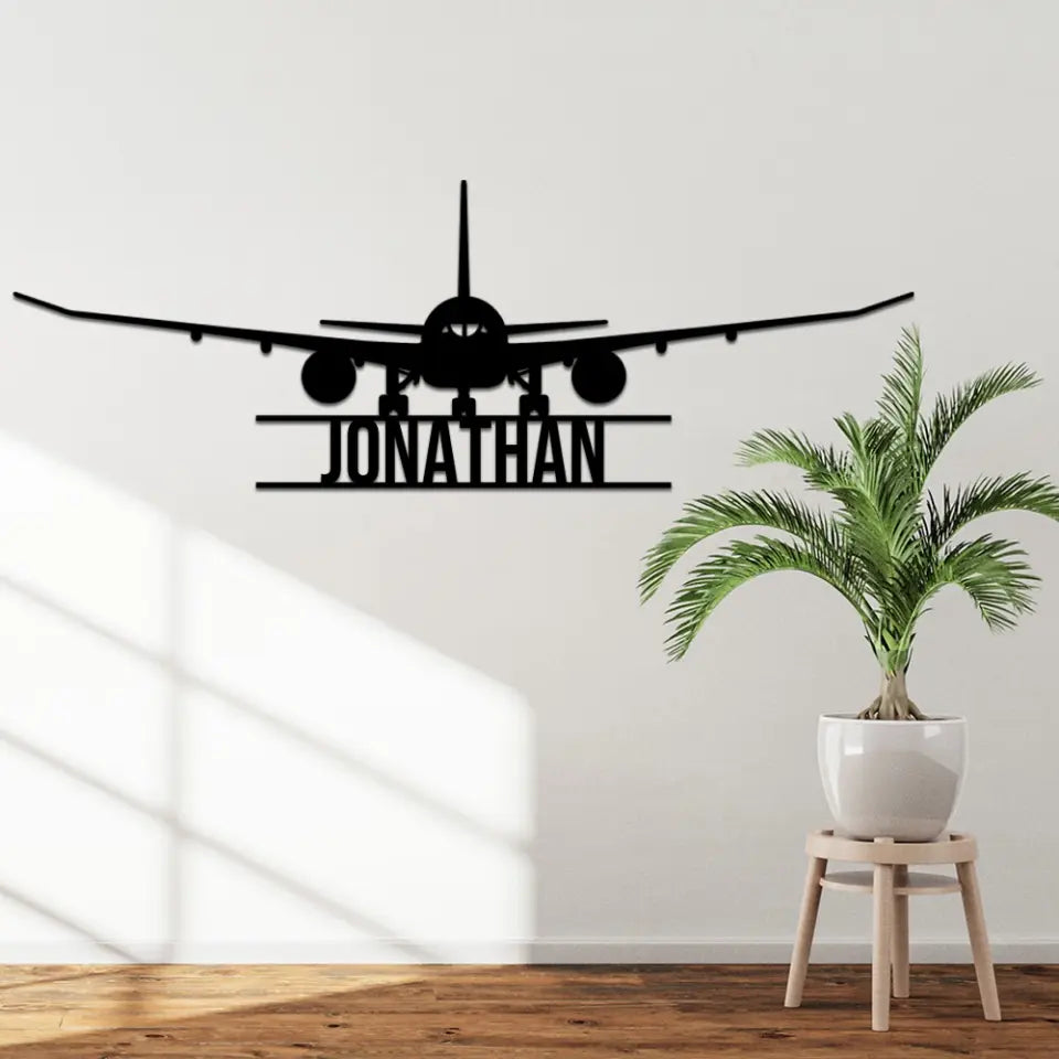 Custom Name Airplane Cut Metal Signs