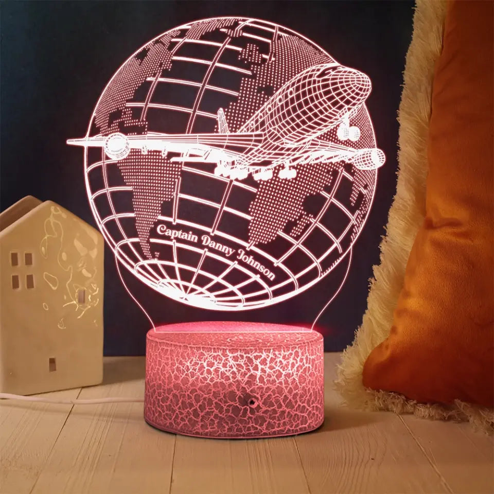 3D Passenger Airplane, Travel Plane - 3D illusion Lamp