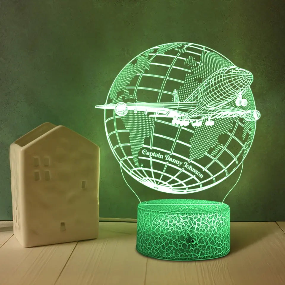 3D Passenger Airplane, Travel Plane - 3D illusion Lamp