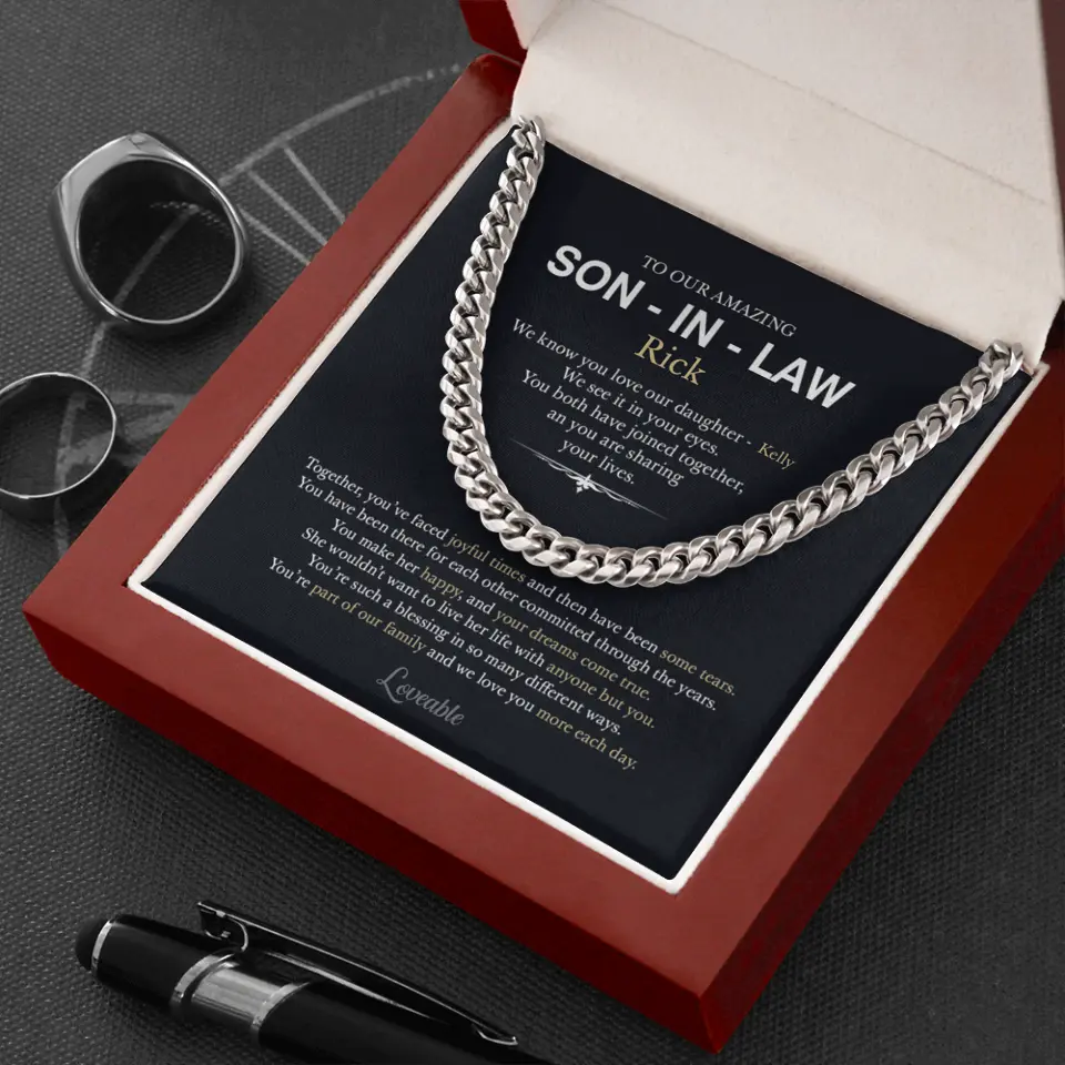 To Our Amazing Son-in-law - Personalized Cuban Link Chain - Gift For Son-in-law