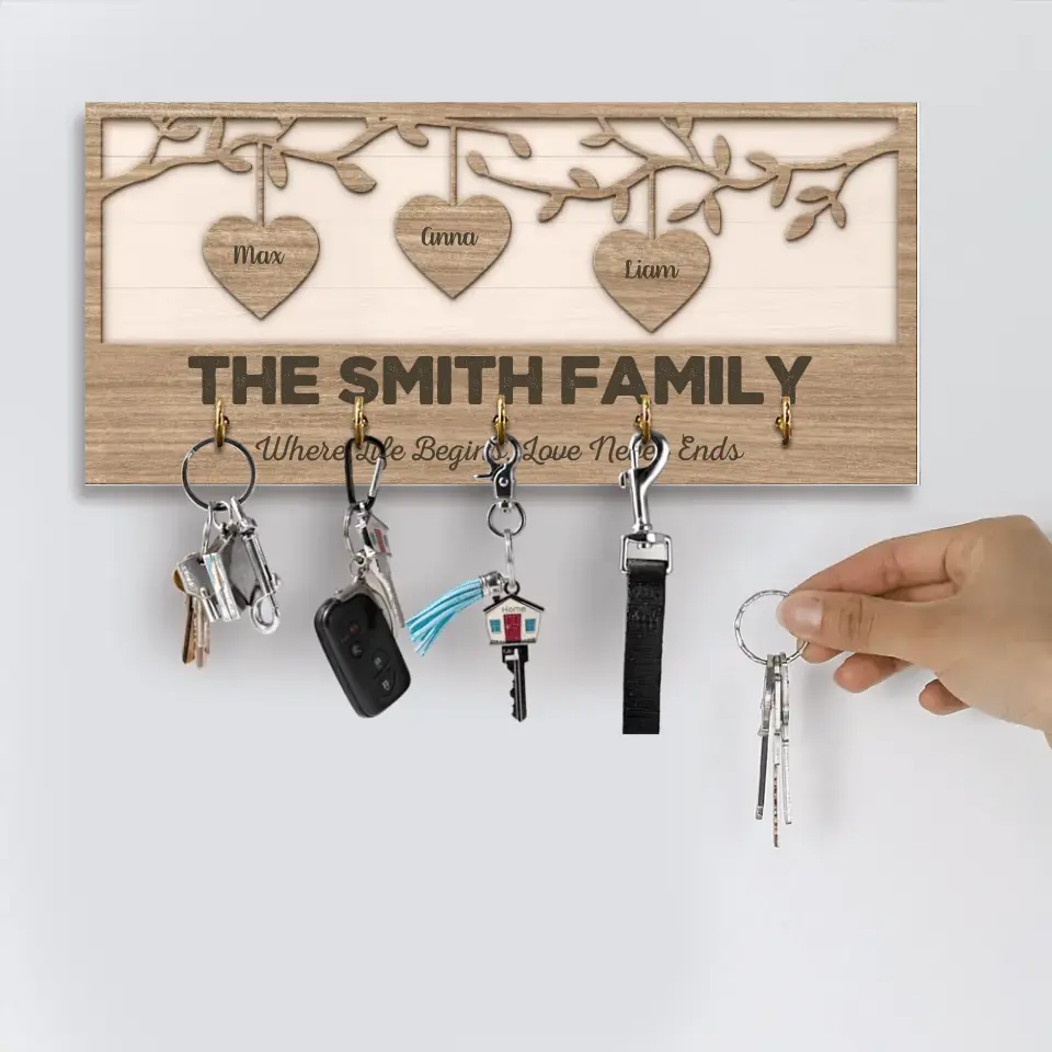 Where Life Begins Love Never Ends - Housewarming Gifts - Custom Key Holder - Anniversary Gifts
