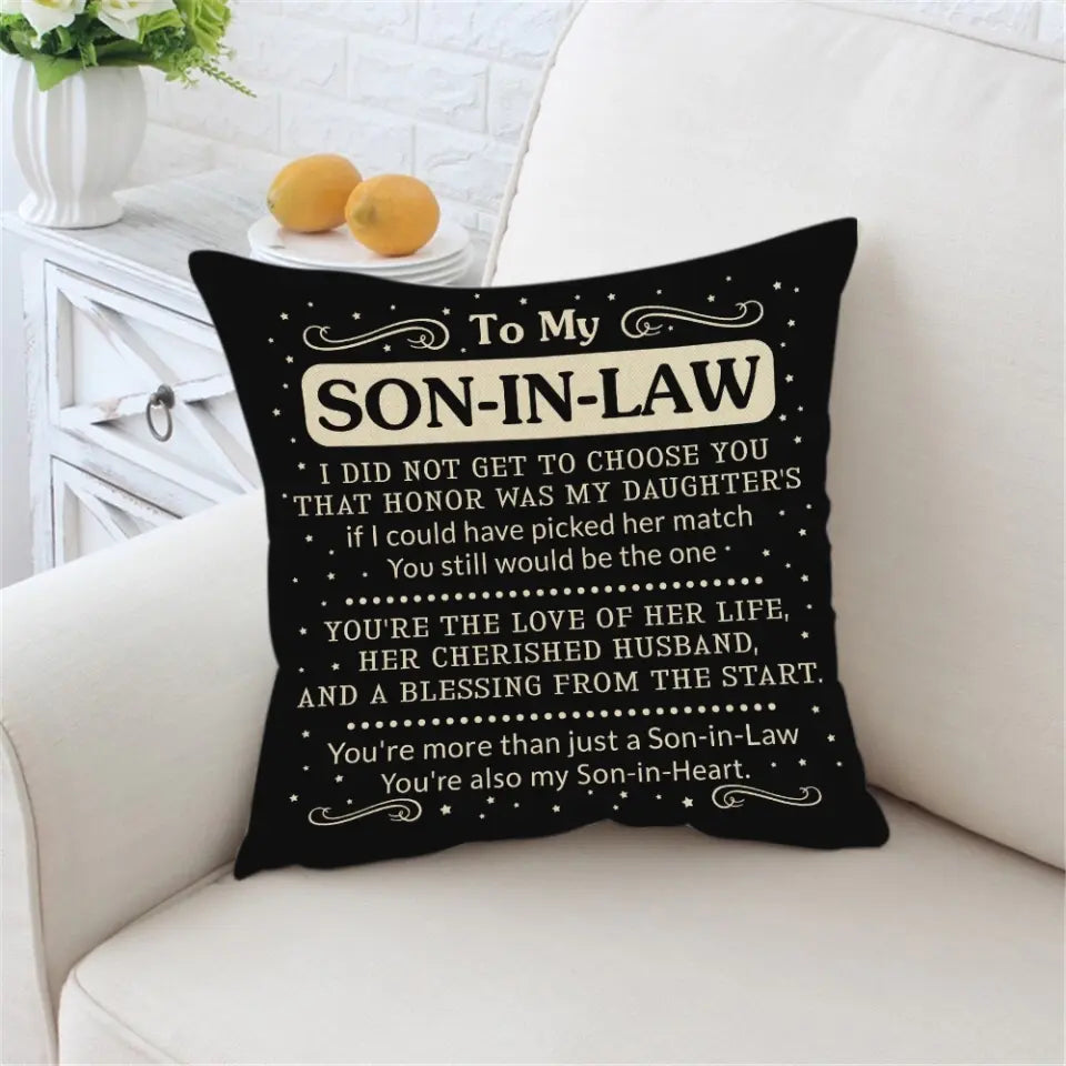 To My Son In Law You're Also My Son In Heart Custom Pillow Christmas Gift