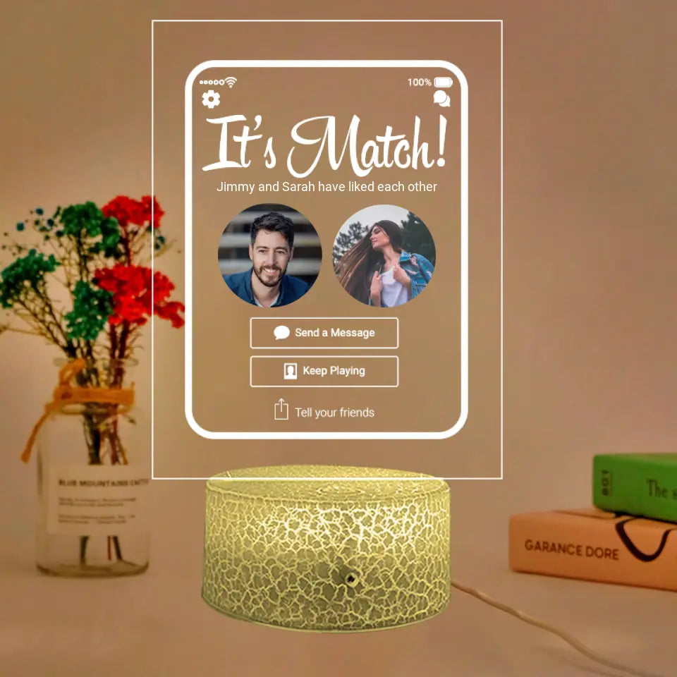It's A Match - Personalized Acrylic Plaque LED Light With Photos