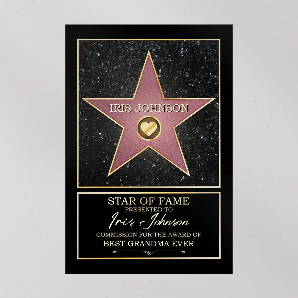 Star Of Fame Presented To - Personalized Canvas/Poster Wall Art - Gift For Theatre, Movie Lovers