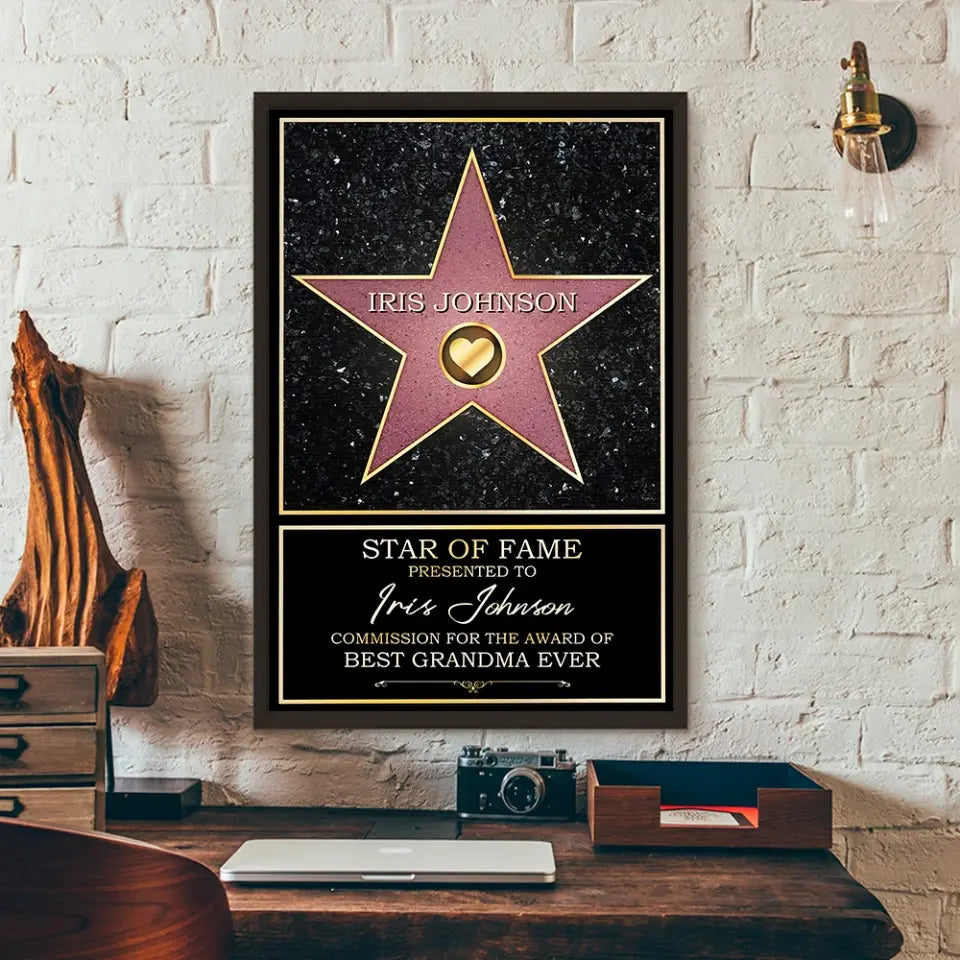Star Of Fame Presented To - Personalized Canvas/Poster Wall Art - Gift For Theatre, Movie Lovers