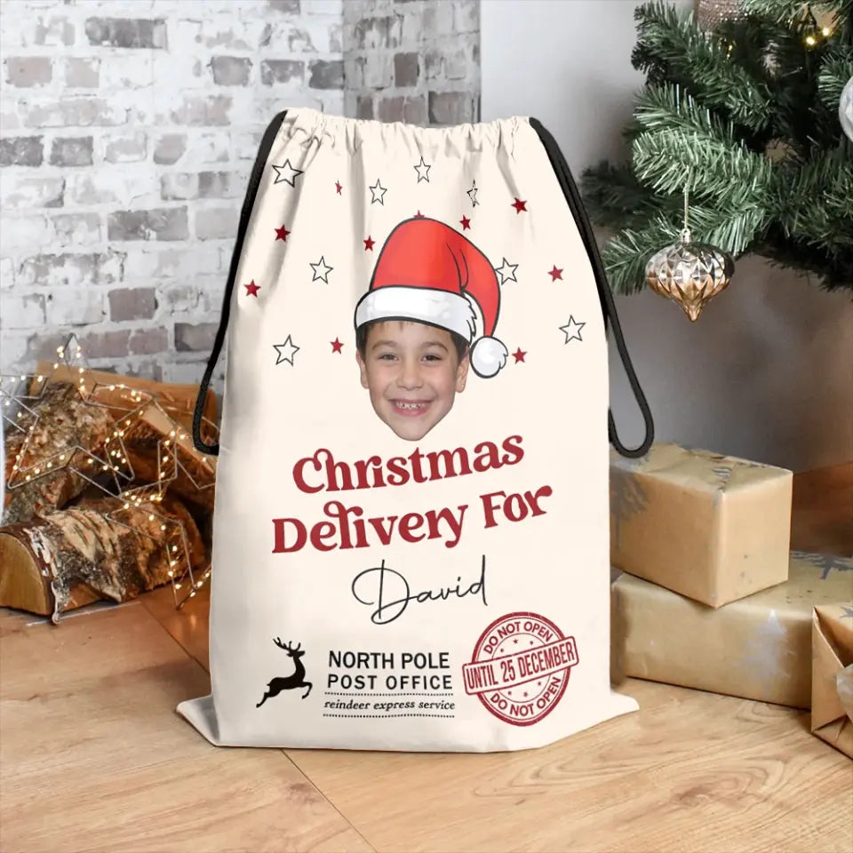 Delivery Face Photo Family Christmas - Personalized Bag Sack