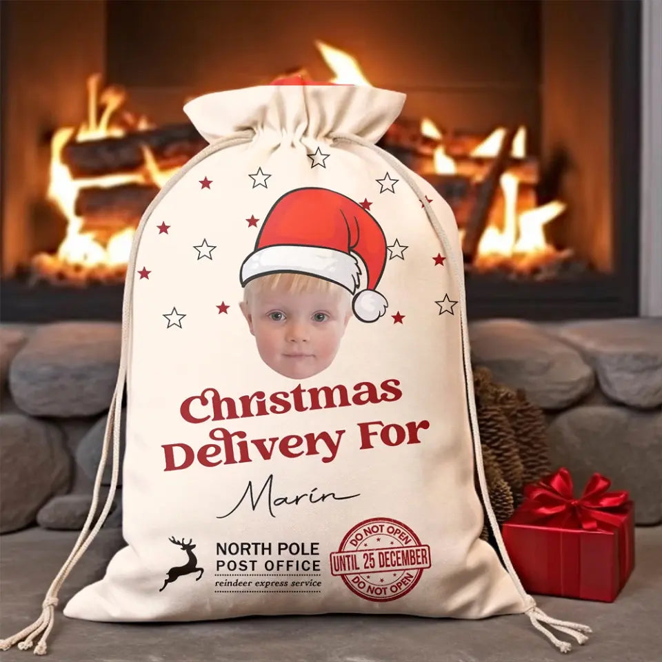 Delivery Face Photo Family Christmas - Personalized Bag Sack