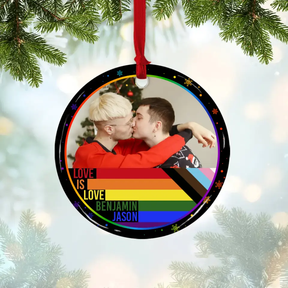Love Is Love Custom Ornament LGBT Pride Gifts For Couple
