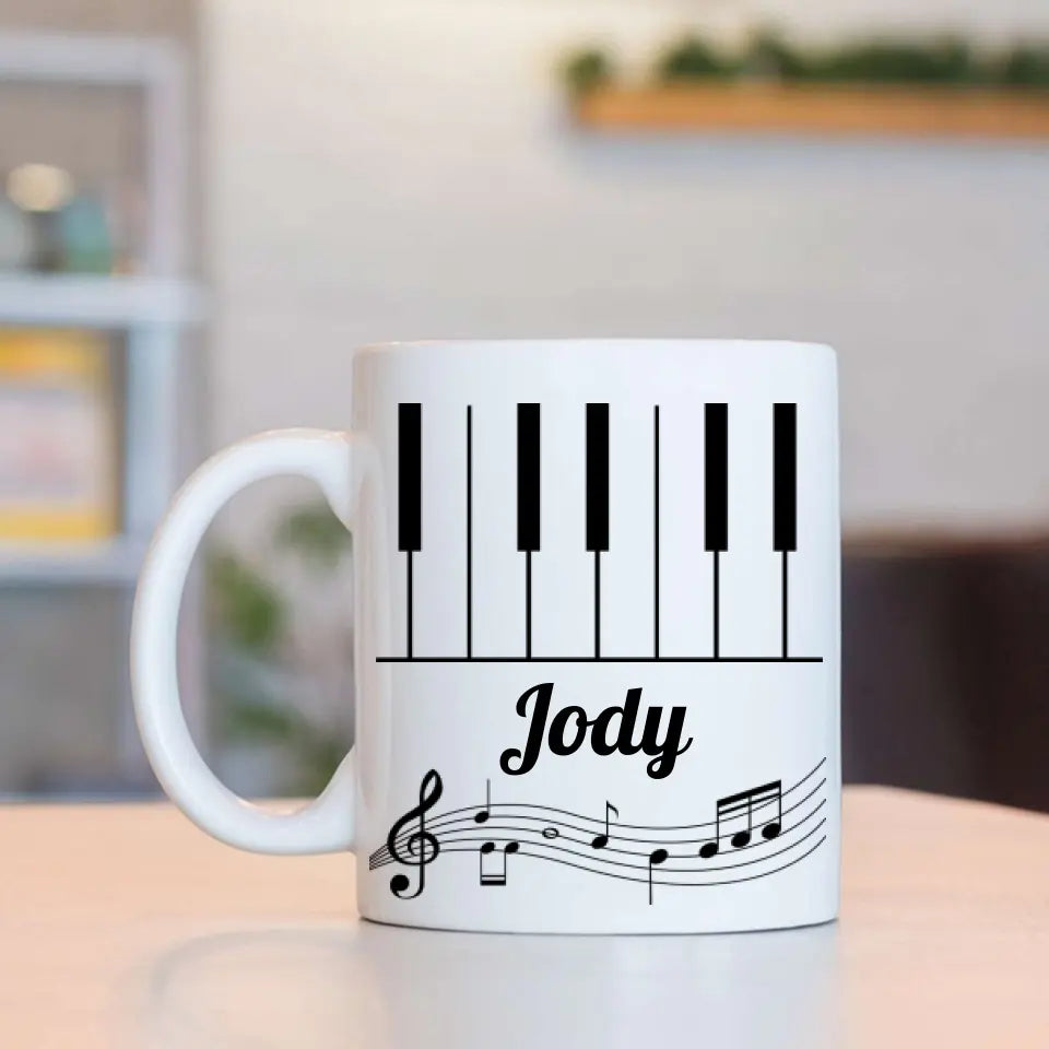Set Piano Keyboard Music Lover Custom Name White Mug