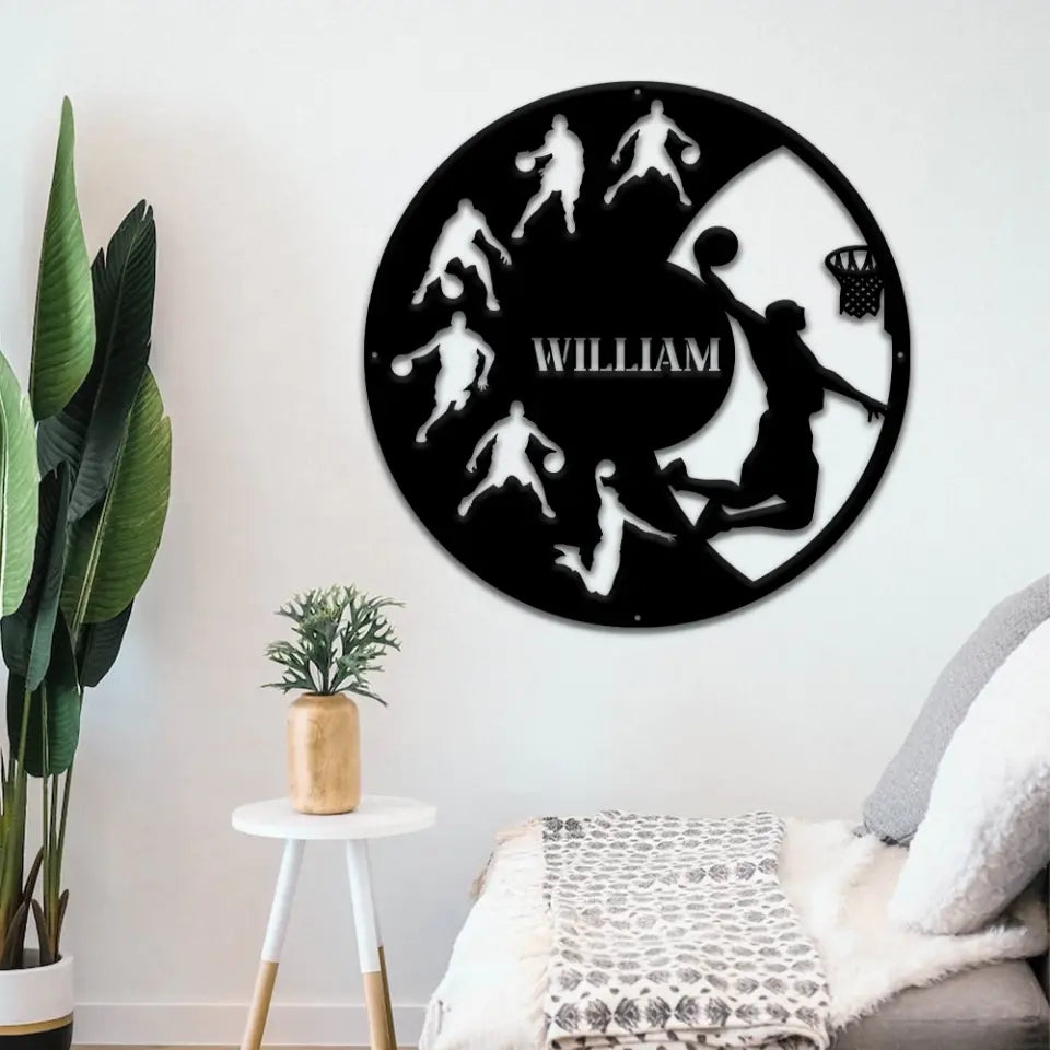 Custom Name - Personalized Cut Metal Sign - Gift For Basketball Lovers