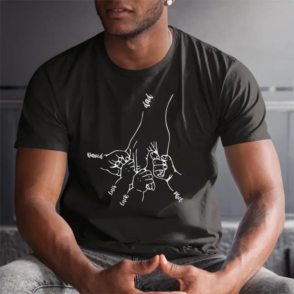 Hands Grandkids Papa - Personalized T-Shirt - Papa Shirts With Kids Names