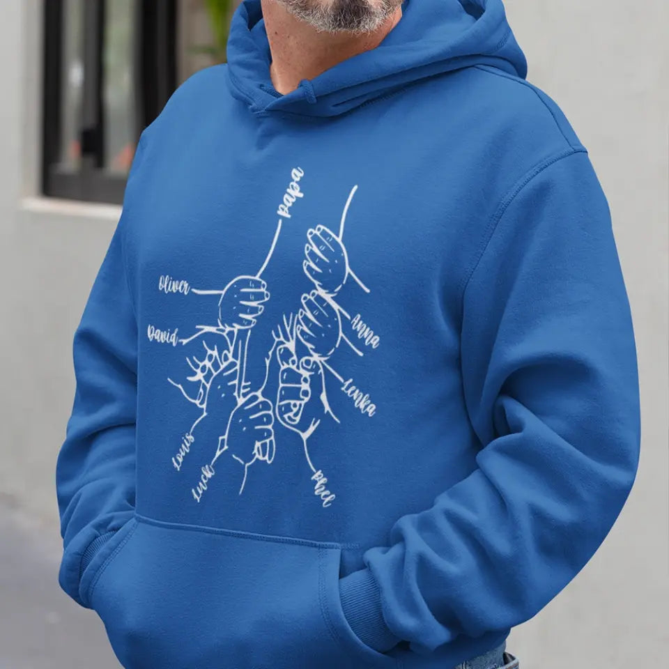 Hands Grandkids Papa - Personalized T-Shirt - Papa Shirts With Kids Names