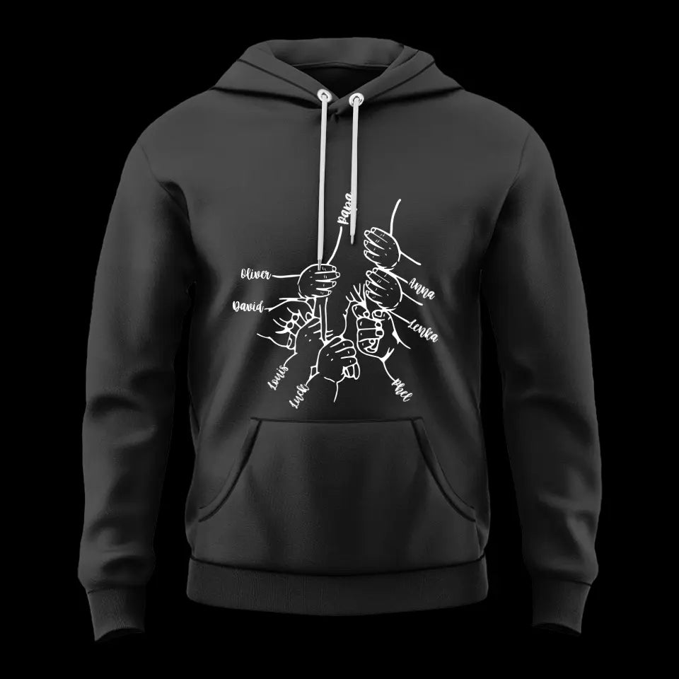 Hands Grandkids Papa - Personalized T-Shirt - Papa Shirts With Kids Names