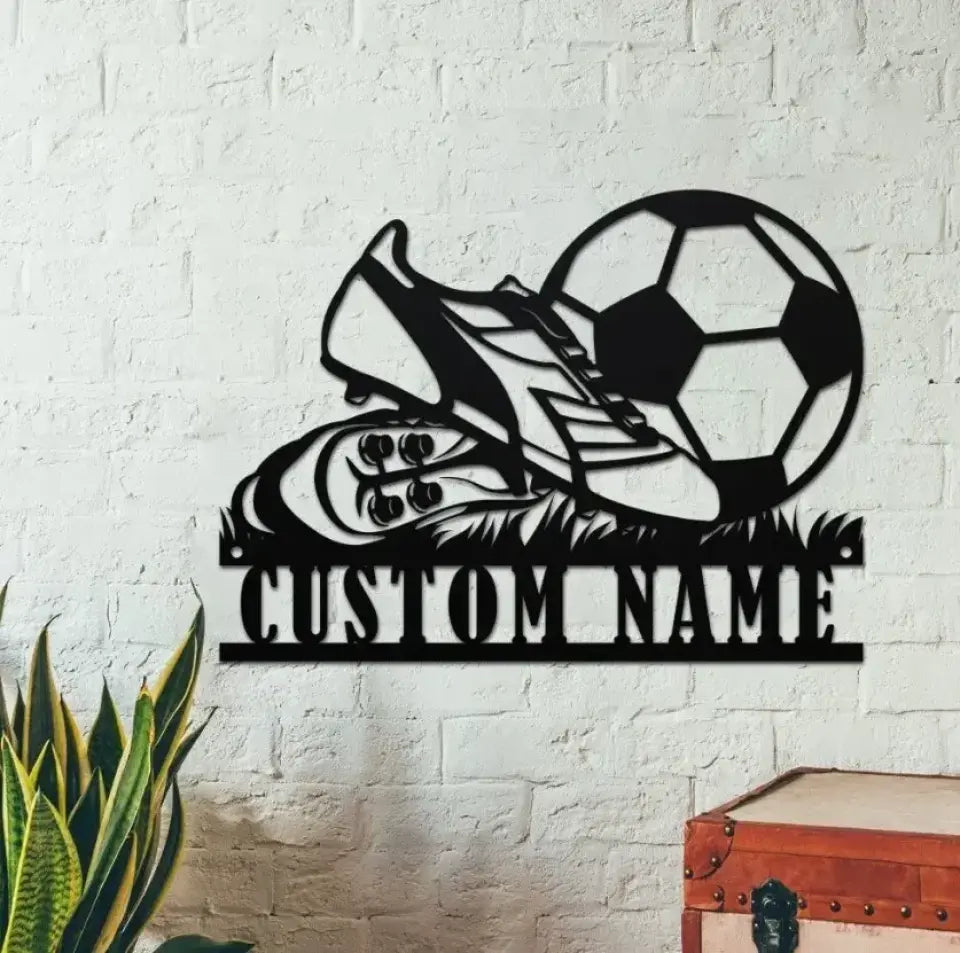 Soccer Stride Personalized Metal Ball and Shoe Sign