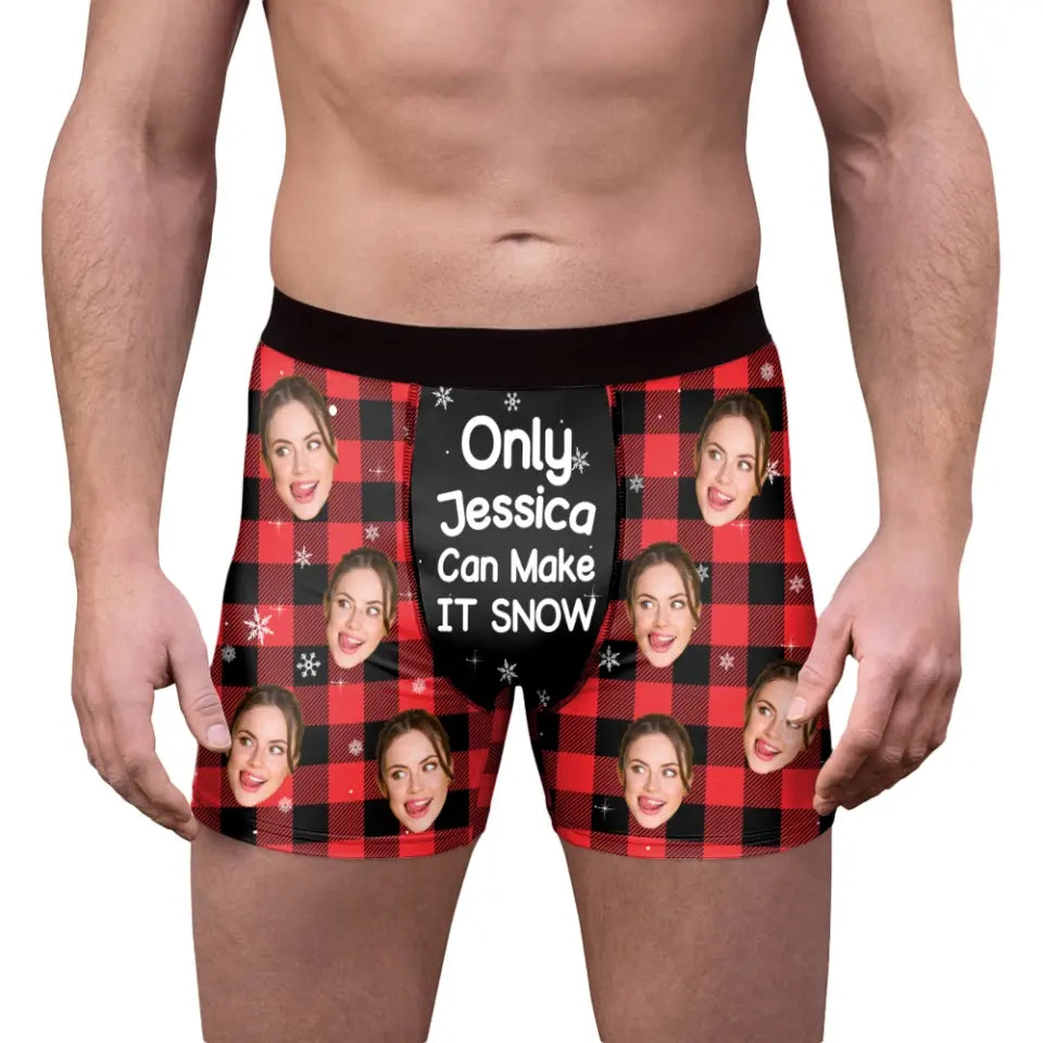 If You Jingle My Bells - Personalized Photo Men's Boxer Briefs - Funny Christmas Gift For Him, Naughty Gift for Husband, Boyfriend