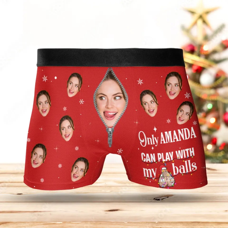 If You Jingle My Bells - Personalized Photo Men's Boxer Briefs - Funny Christmas Gift For Him, Naughty Gift for Husband, Boyfriend