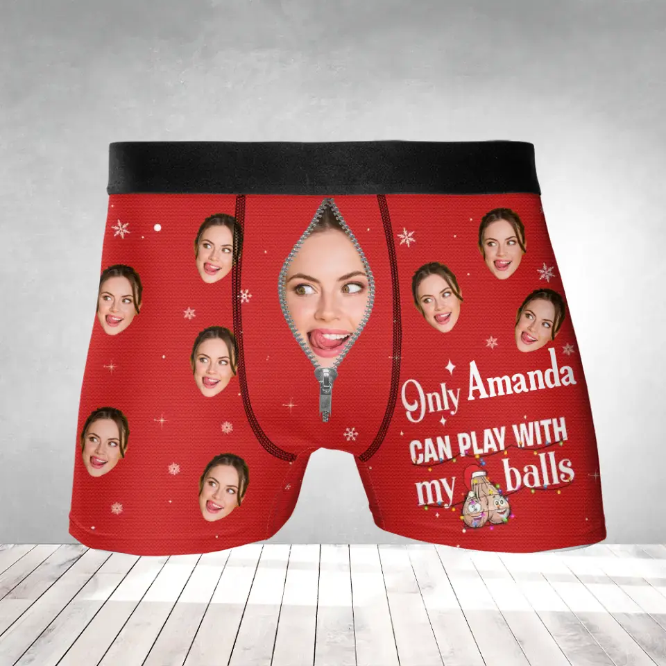 If You Jingle My Bells - Personalized Photo Men's Boxer Briefs - Funny Christmas Gift For Him, Naughty Gift for Husband, Boyfriend