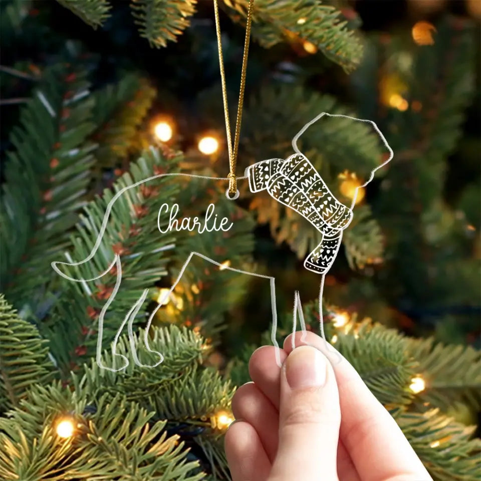 Dog Cat Scarf Christmas Custom Acrylic Ornament Gift For Pet Lovers