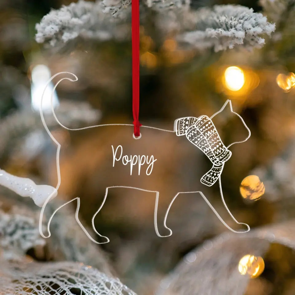 Dog Cat Scarf Christmas Custom Acrylic Ornament Gift For Pet Lovers