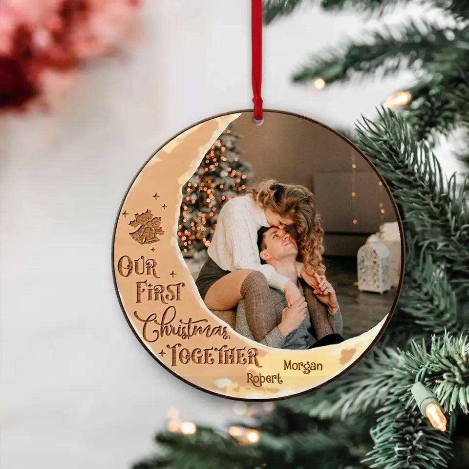 Our First Christmas Together Personalized Wooden Ornament 2 Side