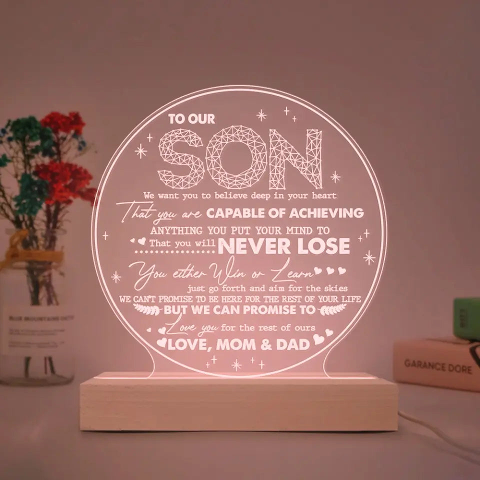 We Want You To Believe In Your Heart - Personalized 3D LED Light With Wooden Base