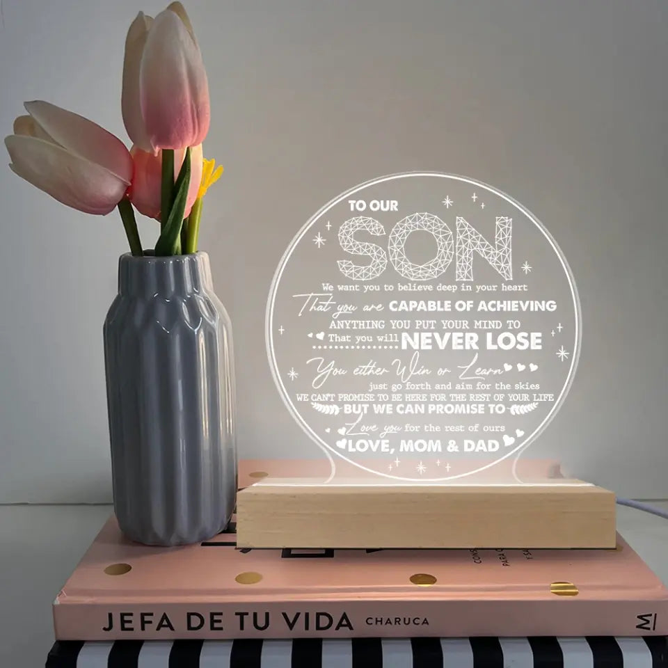 We Want You To Believe In Your Heart - Personalized 3D LED Light With Wooden Base