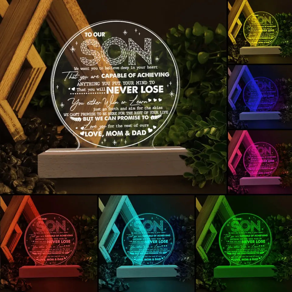 We Want You To Believe In Your Heart - Personalized 3D LED Light With Wooden Base