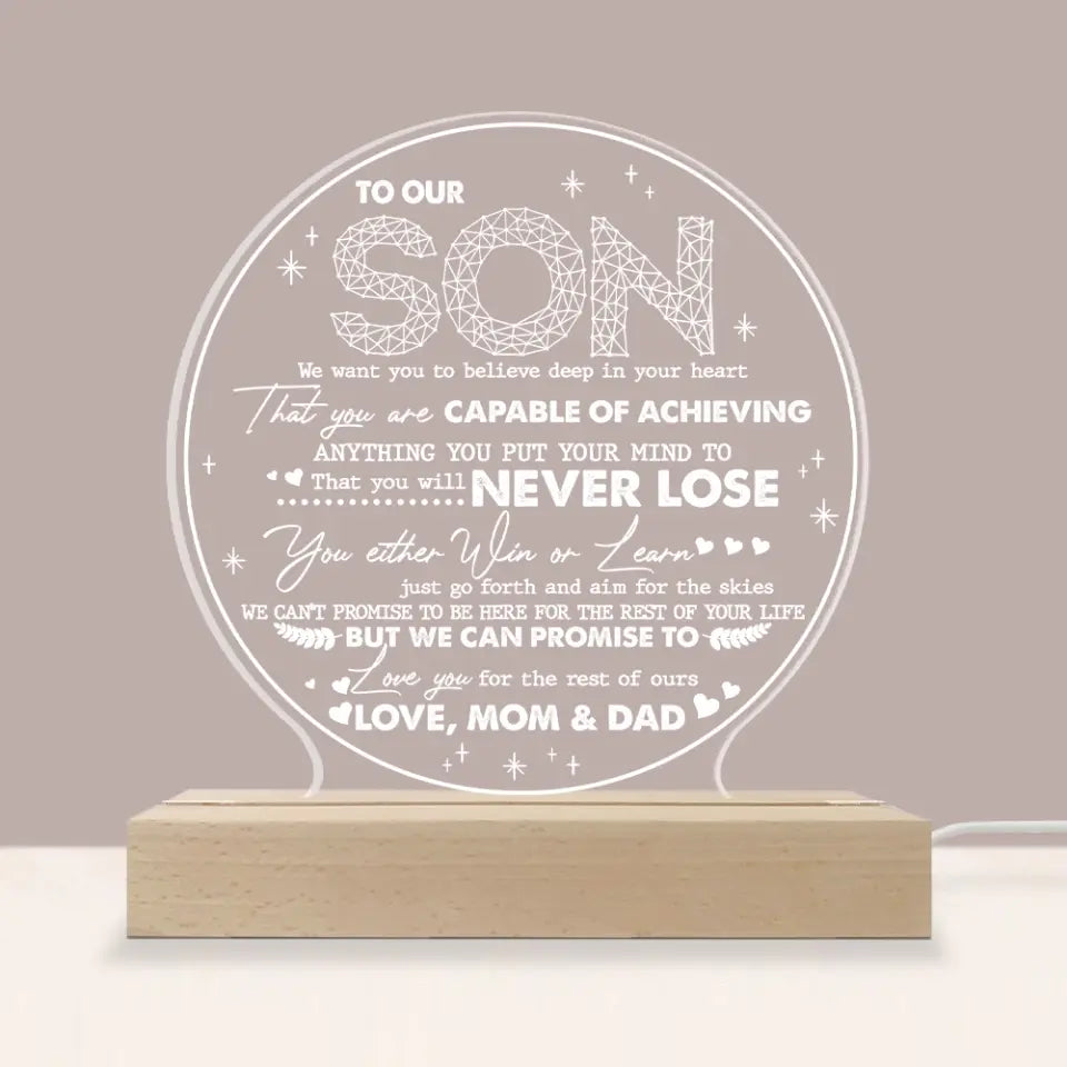 We Want You To Believe In Your Heart - Personalized 3D LED Light With Wooden Base