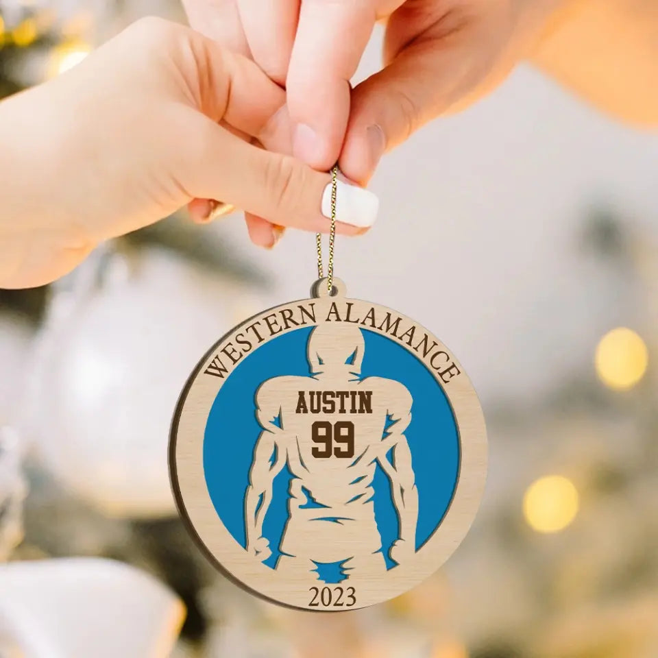 Football Spirit Personalized Wooden Football Ornament Gift For Football Lovers