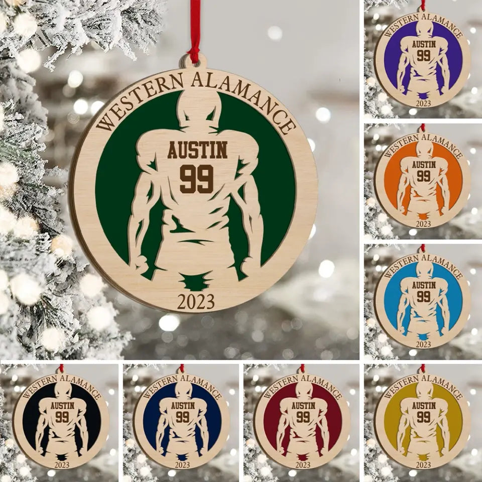 Football Spirit Personalized Wooden Football Ornament Gift For Football Lovers