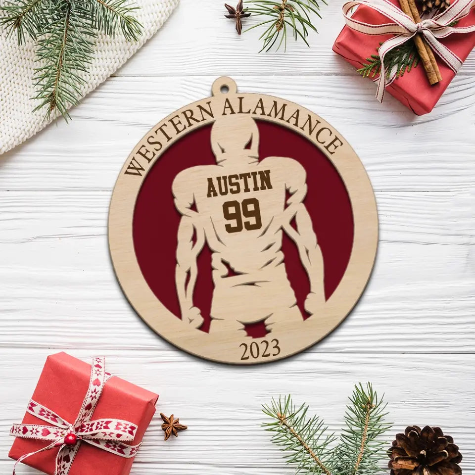 Football Spirit Personalized Wooden Football Ornament Gift For Football Lovers