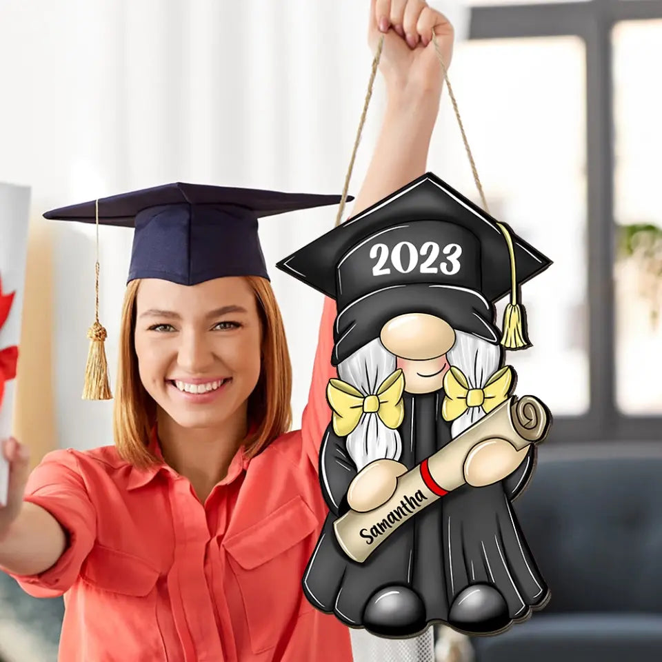 Easy Graduation Gnomes Personalized Wooden Sign