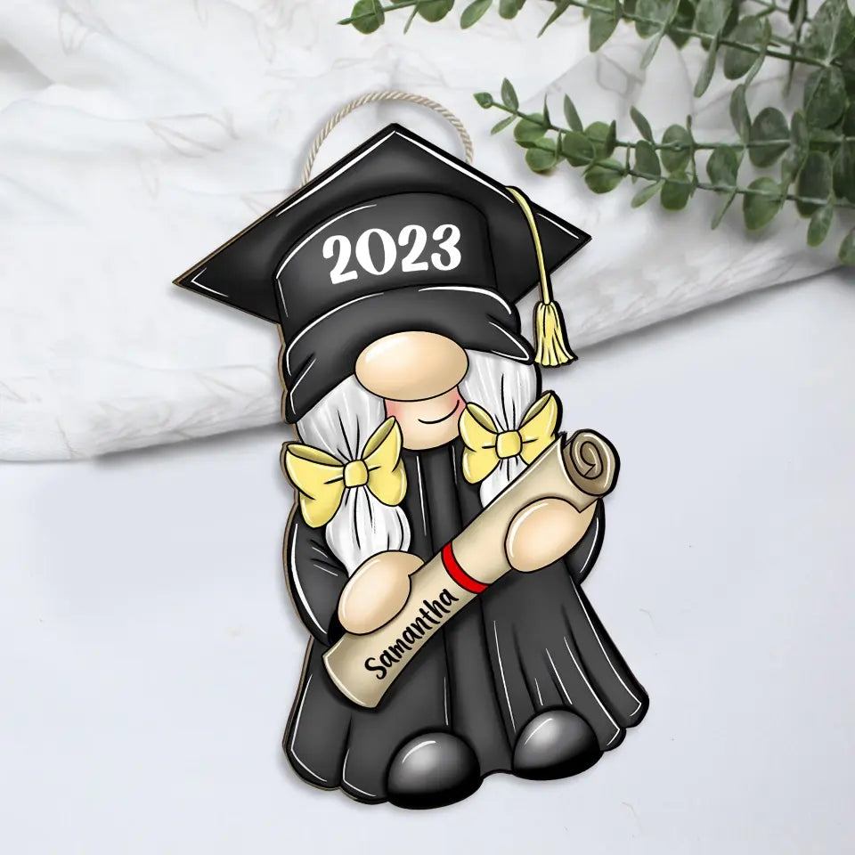 Easy Graduation Gnomes Personalized Wooden Sign
