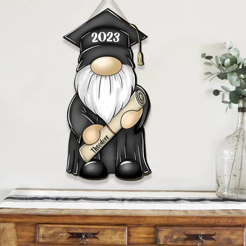 Easy Graduation Gnomes Personalized Wooden Sign