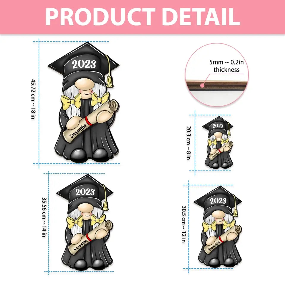Easy Graduation Gnomes Personalized Wooden Sign
