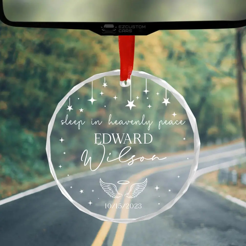 Sleep In Heavenly Peace, Personalized Glass Ornament, Memorial Gift Sympathy Gift | 309IHPBNOR1052