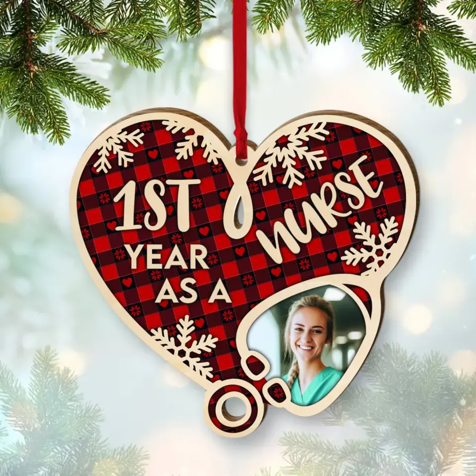 1st Year As A Nurse - Personalized Wooden Ornament - Gift For Nurse
