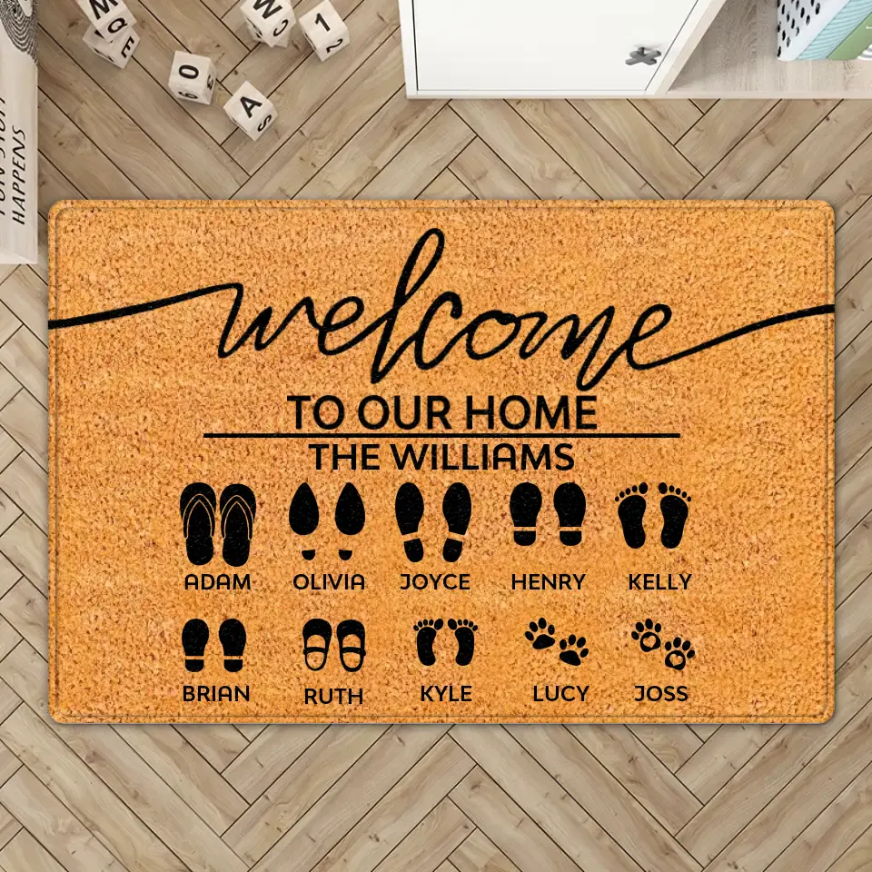 Welcome To Our Home Custom Footprint - Housewarming Gifts - Custom Doormat - Family Gifts