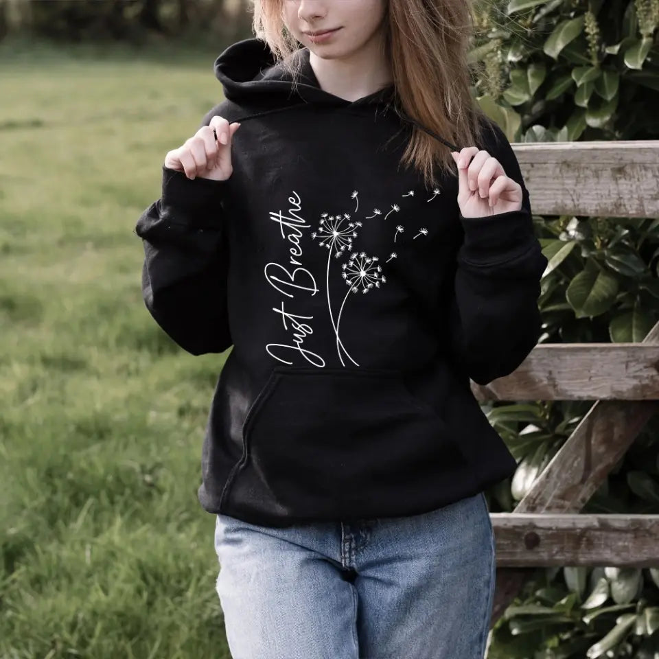 Just Breathe, Standard Hoodie, Neck Sweatshirt, Gift For Spiritual People Yoga Lovers