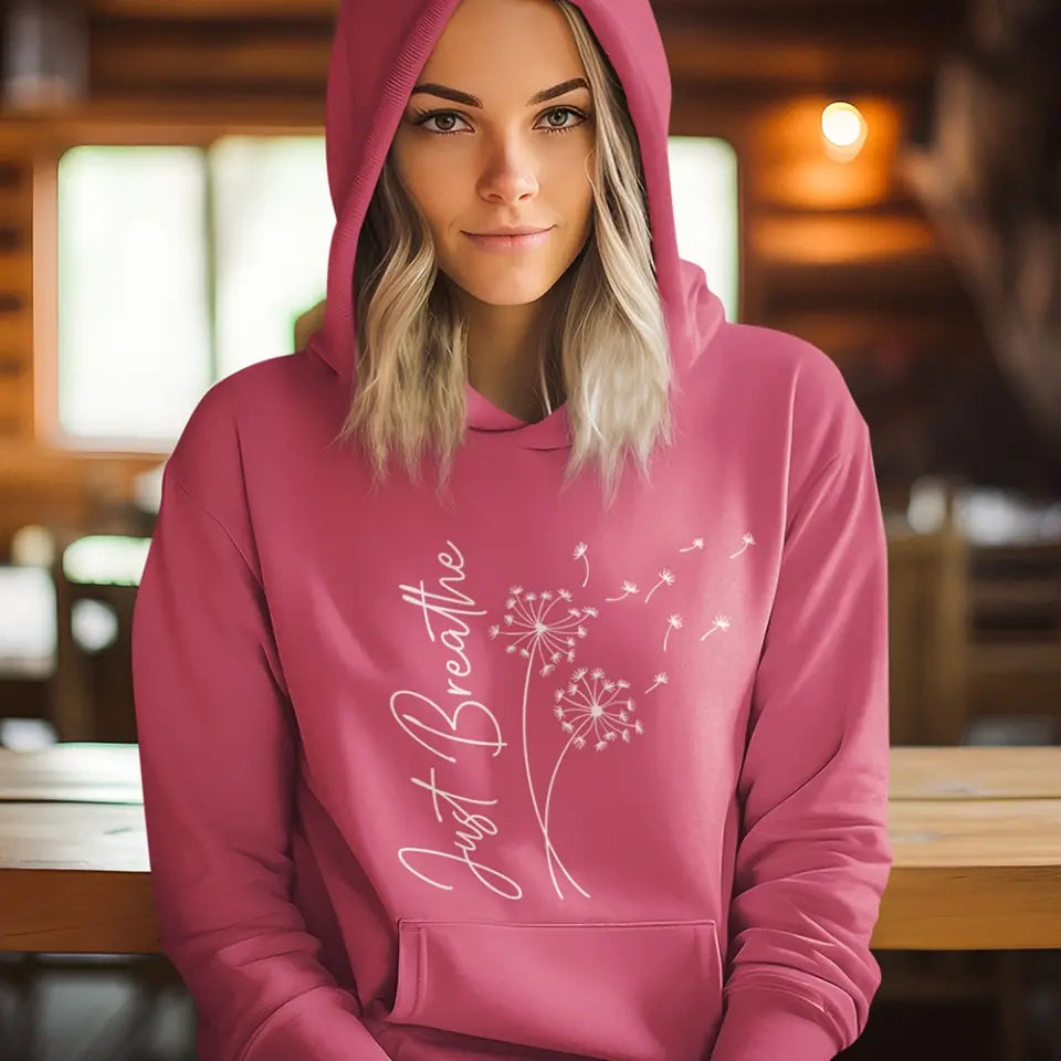 Just Breathe, Standard Hoodie, Neck Sweatshirt, Gift For Spiritual People Yoga Lovers