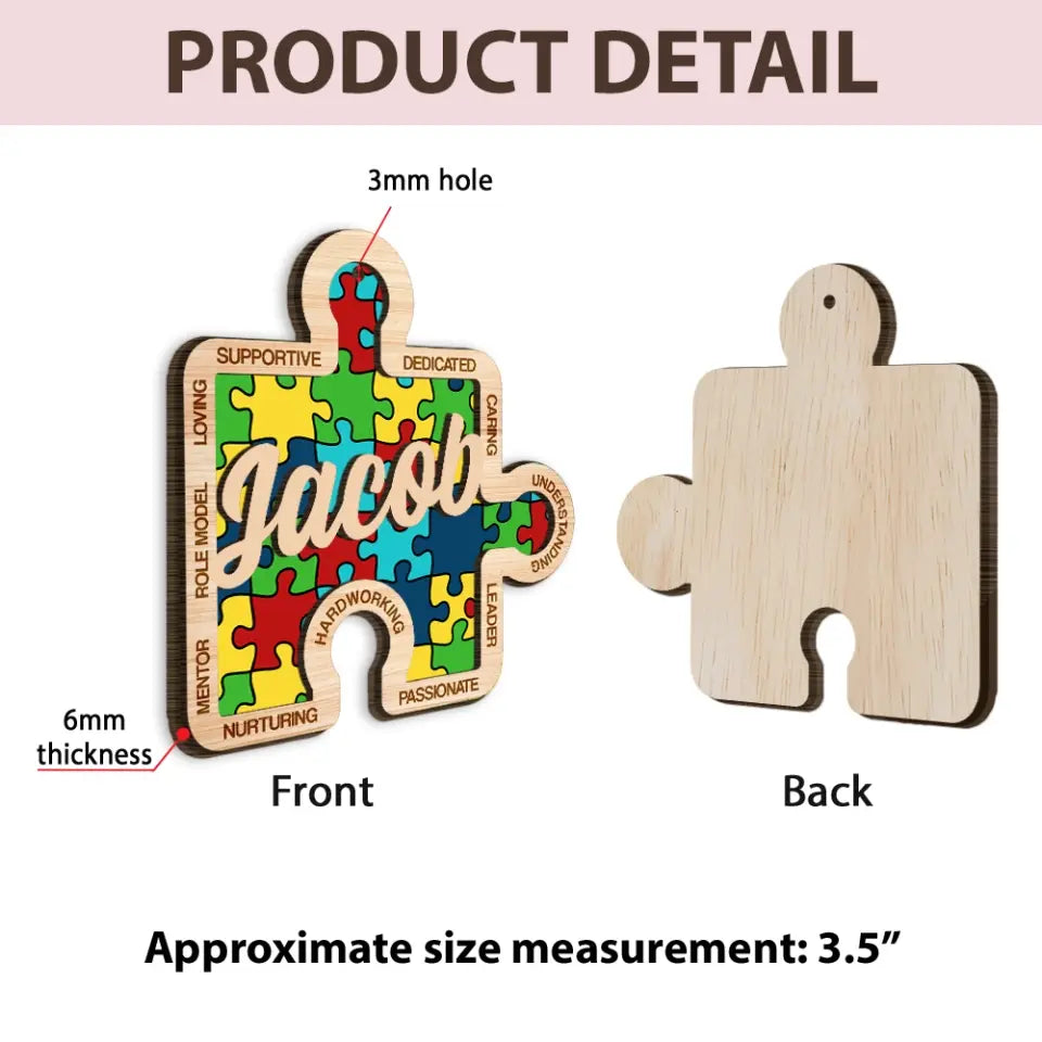 Autism Puzzle Piece, Supportive Dedicated - Personalized Christmas Ornament
