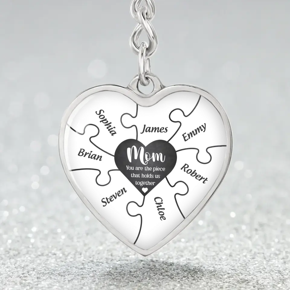 Mom You Are The Piece Personalized Heart Necklace