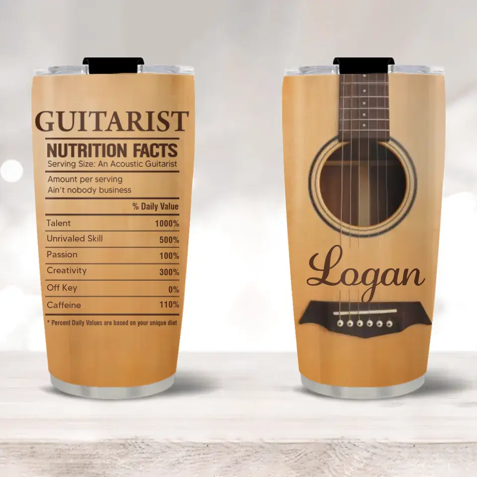 Guitarist Nutrition Facts Custom Tumbler Gift For Guitar Lovers
