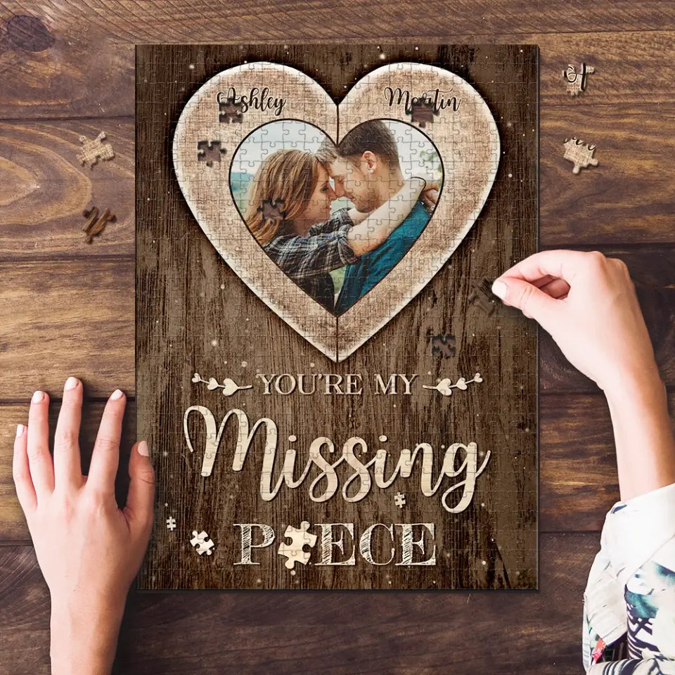 You Are My Missing Piece, Personalized Rectangle Puzzle, Gift For Couple