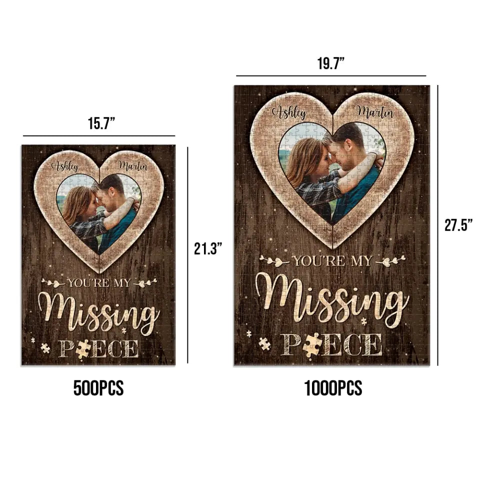 You Are My Missing Piece, Personalized Rectangle Puzzle, Gift For Couple