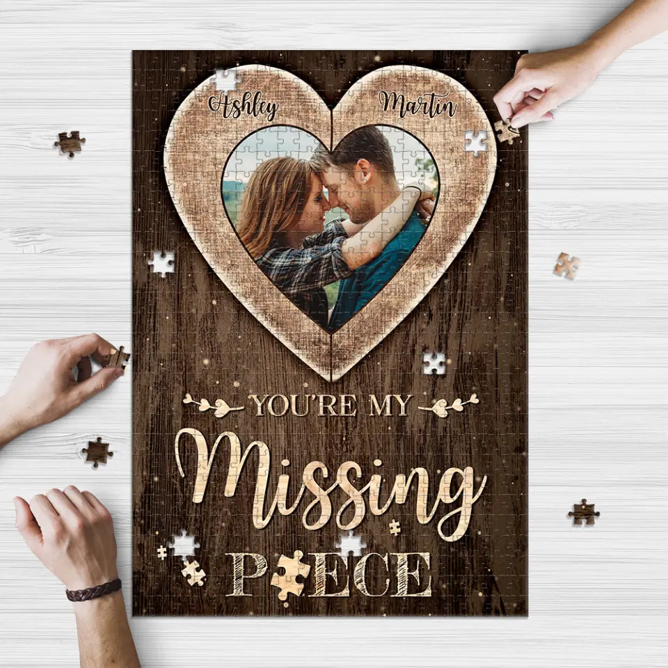 You Are My Missing Piece, Personalized Rectangle Puzzle, Gift For Couple